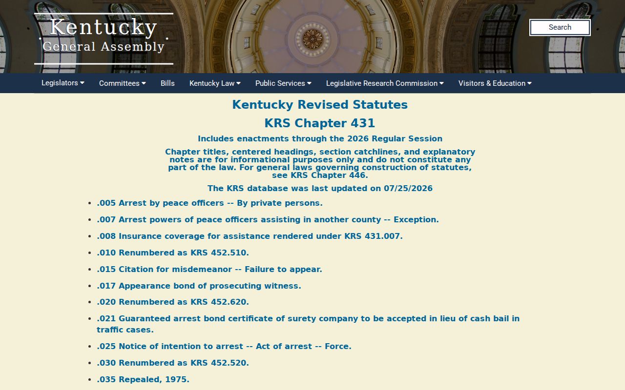 Kentucky Revised Statutes Chapter 431 expungement provisions