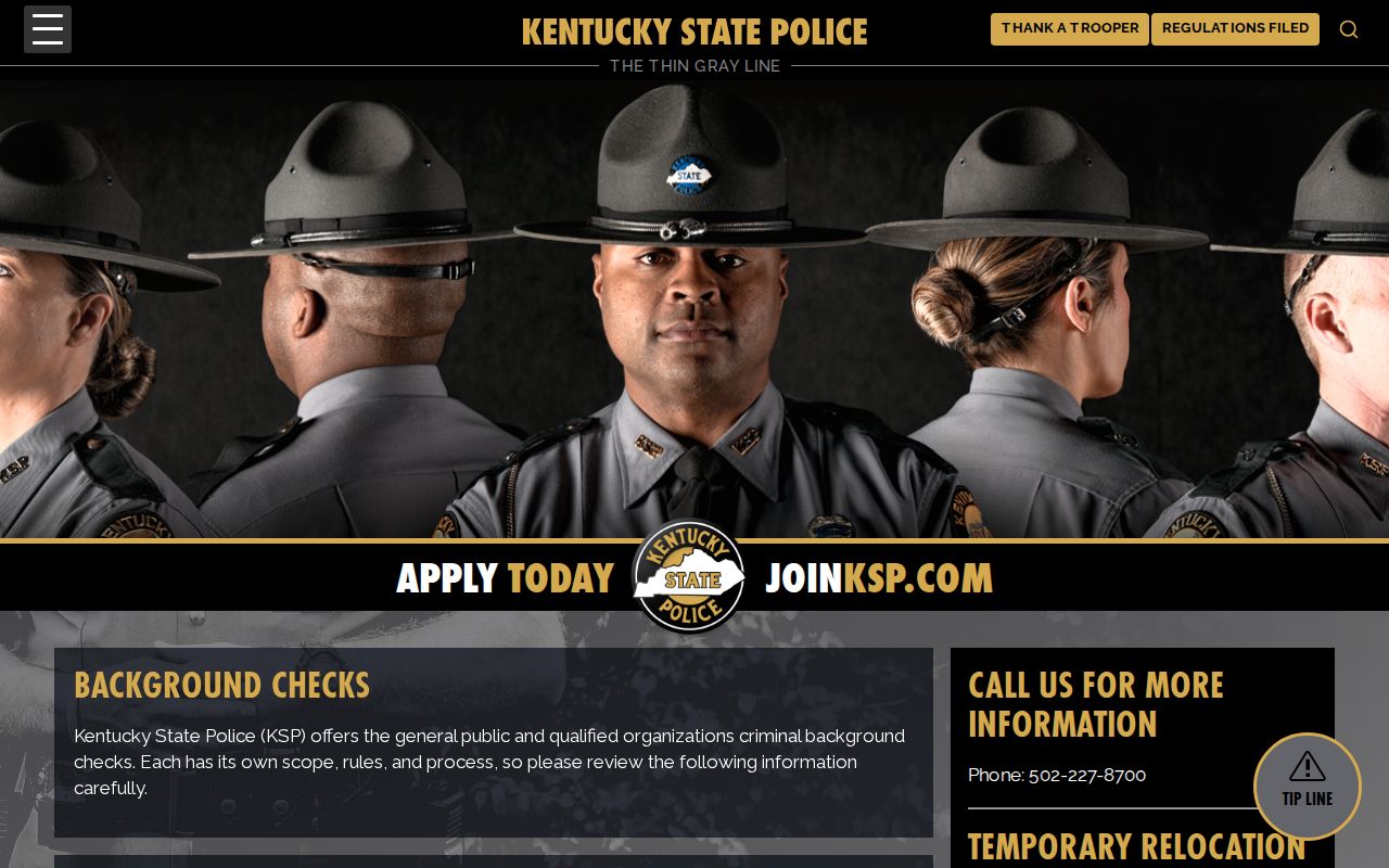 Kentucky State Police criminal history and fingerprint check overview