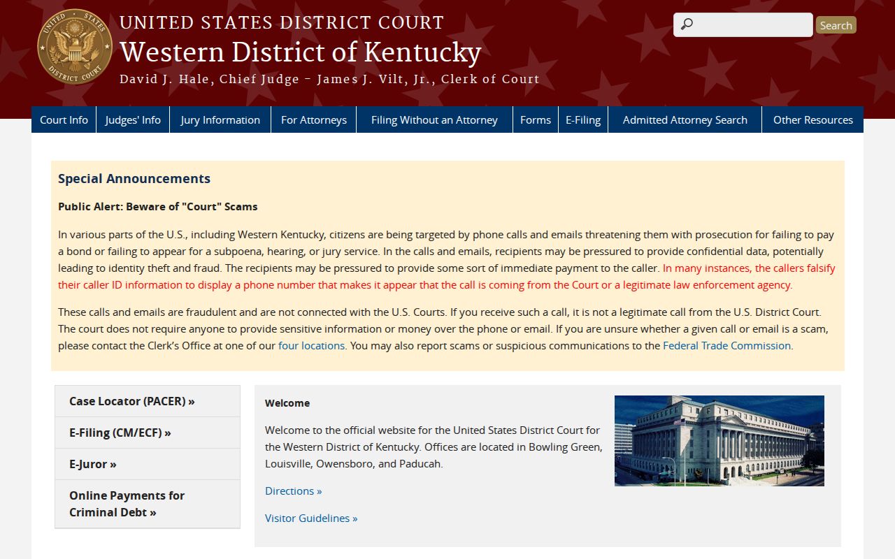 United States District Court for the Western District of Kentucky website